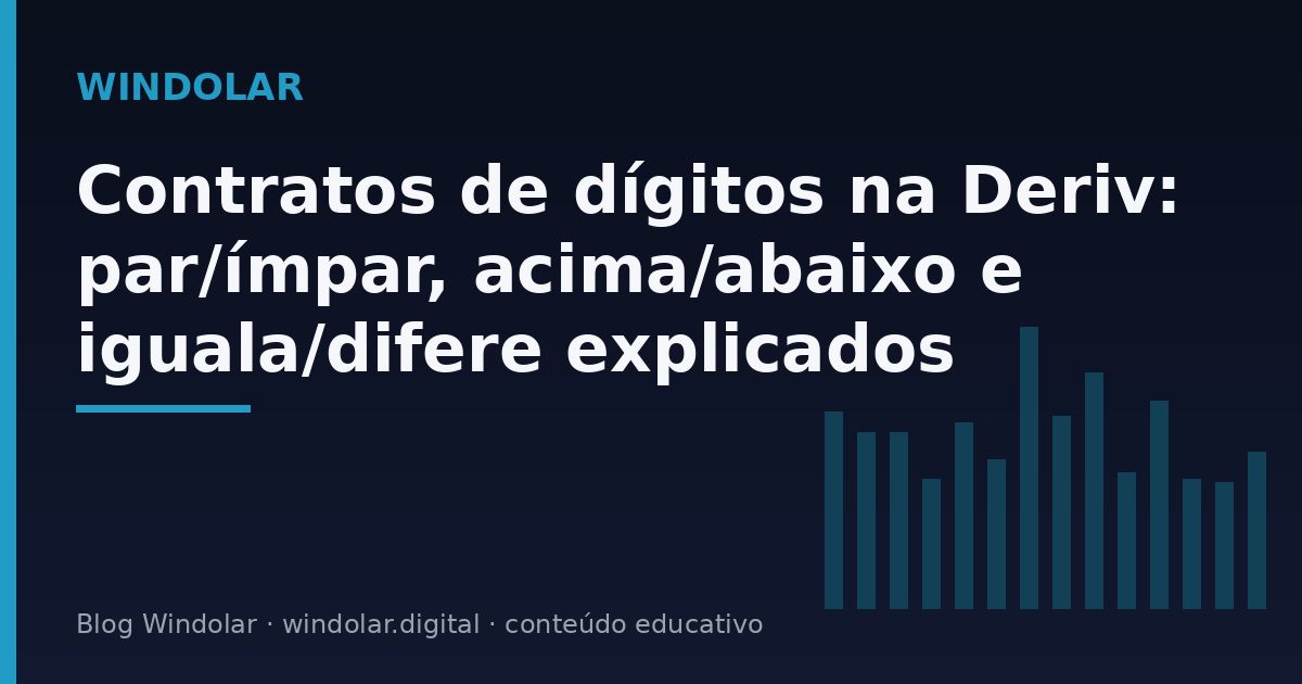 Capa explicando os contratos de dígitos da Deriv: par/ímpar, acima/abaixo e iguala/difere